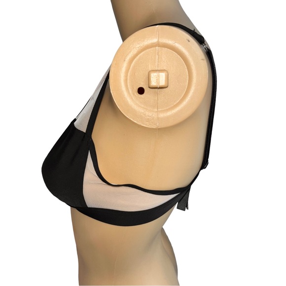 Victoria’s Secret Bralette Unlined V Neck Black Sheer Beige Mesh Size Medium - Picture 2 of 5